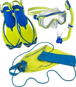 img 4 attached to 🏊 Junior Snorkel Set - Phantom Aquatics Rapido Boutique Collection, Boys and Girls, Ages 6 to 12, Complete with Mask, Dry Snorkel, Adjustable Fins, and Net Bag