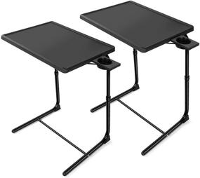 img 4 attached to ✨ HUANUO Adjustable TV Trays - Convenient TV Tray Tables for Bed & Sofa, Multipurpose Laptop Table as TV Food Tray, Work Tray - 2 Pack with 6 Heights & 3 Tilt Angles