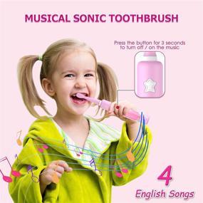 img 3 attached to 🦷 CHAIN PEAK Musical Kids Sonic Electric Toothbrush: Rechargeable Smart Cartoon Toothbrush for Children Toddlers (Ages 3-12) with 2-Min Timer, 3 Modes, 4 Bristles, 34000 Pulses