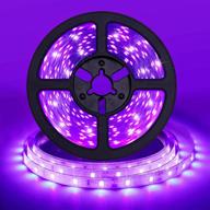 🔦 high-powered 24w uv black light strip | 16.4ft/5m flexible blacklight led strip with 3528 300 leds | 395nm-405nm non-waterproof blacklight fixtures kit | includes 12v 2a led power supply | perfect for fluorescent dance parties логотип