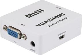 img 1 attached to 🔌 Portta VGA + 3.5mm Audio to HDMI Mini Converter - Uncompressed 2 Channel Support - White