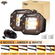 🚨 auxbeam 5 inch flush mount led pod: 72w amber white flush led cube light bar for off-road driving - six modes & 10ft wiring harness kit logo