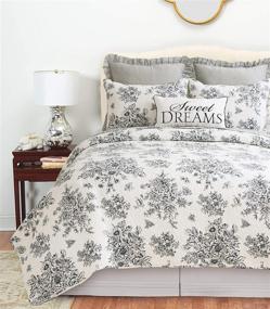 img 3 attached to 🌺 C&F Home Nelly Onyx Black Floral Flower Cotton 3 Piece Full Queen Machine Washable Reversible Quilt Set