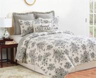 🌺 c&f home nelly onyx black floral flower cotton 3 piece full queen machine washable reversible quilt set logo