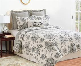 img 4 attached to 🌺 C&F Home Nelly Onyx Black Floral Flower Cotton 3 Piece Full Queen Machine Washable Reversible Quilt Set