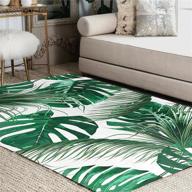 🌴 alaza tropical palm tree leaves jungle leaf green area rug: stylish décor for your living room or bedroom - 7' x 5' rug logo