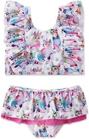 img 4 attached to 👙 SwimSoBo Flutter Sleeve Toddler Girls Swimsuits - Quick Dry Two-Pieces Bathing Suits with Prints, Ideal Swimwear for Ages 1-8T