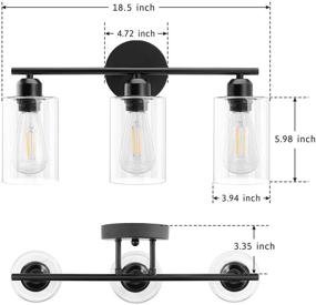 img 1 attached to 💡 Black Farmhouse Bathroom Vanity Light - 3 Light Wall Sconce with Clear Glass Shades, Vintage Wall Lights for Bathroom, Vanity Table, Living Room (E26 Base)