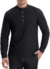 img 3 attached to Aimeilgot Sleeve Henley Cotton Henleys Men's Clothing and Shirts