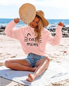 img 3 attached to 🐱 Cat Mom Sweatshirt for Women - Cat Mama Shirt with Cute Cat Design and Long Sleeves - Letter Print Tshirt Tops