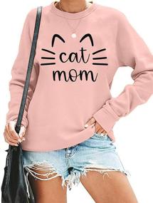 img 4 attached to 🐱 Cat Mom Sweatshirt for Women - Cat Mama Shirt with Cute Cat Design and Long Sleeves - Letter Print Tshirt Tops