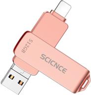 💿 scicnce 512gb usb 3.0 flash drive for iphone - photo stick memory stick with external storage, compatible with iphone, android, and computers (rose gold) logo