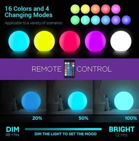 img 3 attached to LOFTEK LED Vibrant Light Ball: 6-inch Nursery Night Light with Remote and Press Control, 16 RGB Color Changing & Dimming Rechargeable, Cordless Portable Floating Pool Lights, Ideal for Kids or Home Decor