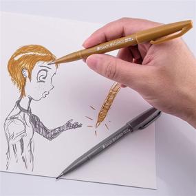 img 1 attached to 🖋️ Pentel Arts Sign Pen Touch SES15CBPXZ - фломастер с кистевым наконечником, золотой/серебряный, набор из 2 штuk