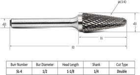 img 3 attached to 🔩 YUFUTOL SL-4 Tungsten Carbide Burrs - Pack of 5, Cylinder Shape, Double Cut Rotary Burr File with 1/2" Cutter Diameter and 1" Cutter Length, 1/4" Shank Diameter