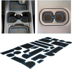 img 4 attached to 🔵 Premium Custom Interior Non-Slip Anti Dust Cup Holder Inserts, Center Console Liner Mats, Door Pocket Liners 22-pc Set for Honda CRV Accessories 2017-2022 - Blue Trim