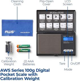 img 3 attached to 🔢 AWS-100-CAL: Black Digital Pocket Weight Scale - Accurate 100g x 0.01g with Calibration Weight