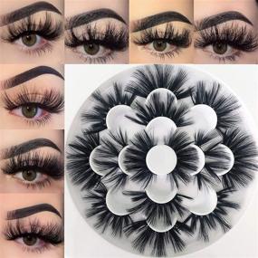 img 4 attached to 👁️ Mikiwi 25mm Faux Mink Lashes for Dramatic Look, 6D Faux Mink Eyelashes, Fluffy Mink-Like Lashes, Halloween Party 7 Pairs, 25 mm Lashes for Stunning Effects