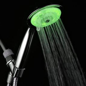 img 2 attached to Luminex by PowerSpa 7-Color LED Handheld Shower Head with Air Jet LED Turbo Pressure-Boost Nozzle Technology. Vibrant LED colors change automatically every few seconds for enhanced shower experience.