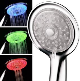 img 4 attached to Luminex by PowerSpa 7-Color LED Handheld Shower Head with Air Jet LED Turbo Pressure-Boost Nozzle Technology. Vibrant LED colors change automatically every few seconds for enhanced shower experience.