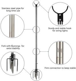 img 3 attached to 🌟 GLORYA 9ft Stainless Steel Outdoor String Light Pole Stand - Ideal for Yard, Patio, Festival Party and Night Romance Wedding - Enhance the Visibility of String Lights (1 Pack)