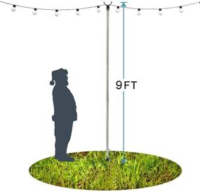 img 2 attached to 🌟 GLORYA 9ft Stainless Steel Outdoor String Light Pole Stand - Ideal for Yard, Patio, Festival Party and Night Romance Wedding - Enhance the Visibility of String Lights (1 Pack)