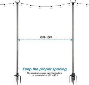 img 1 attached to 🌟 GLORYA 9ft Stainless Steel Outdoor String Light Pole Stand - Ideal for Yard, Patio, Festival Party and Night Romance Wedding - Enhance the Visibility of String Lights (1 Pack)