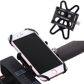 img 4 attached to GUB Mountain Bike Phone Mount - Universal Adjustable Holder for Cell Phone GPS - Rotating Cradle Clamp with Silicone Band - Perfect for Mountain Bikes and Motorbikes - iPhone Samsung (Black with Band)