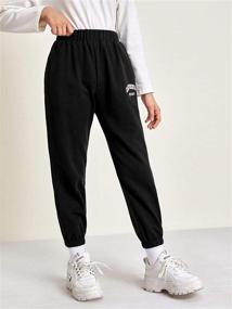 img 1 attached to Romwe Graphic Joggers: Elastic Sweatpants for Girls' Clothing