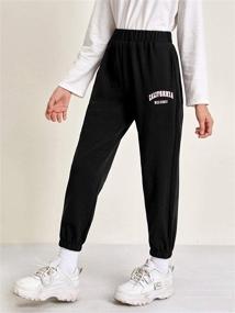img 2 attached to Romwe Graphic Joggers: Elastic Sweatpants for Girls' Clothing