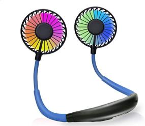 img 4 attached to Stay Cool Anywhere with the Portable Neck Fan - USB Rechargeable, 360° Rotation, 3 Adjustable Speeds