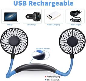 img 2 attached to Stay Cool Anywhere with the Portable Neck Fan - USB Rechargeable, 360° Rotation, 3 Adjustable Speeds