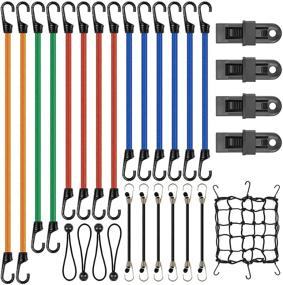 img 4 attached to 🔗 Bungee Cords with Hooks: 30pc Heavy Duty Assortment with Tarp Clips, Canopy Ties, Metal Hooks, Ball Bungees, and Cargo Net