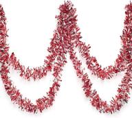 🔴 vibrant red and silver metallic tinsel twist garland - 4 inches x 25 ft length logo