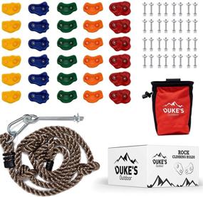 img 4 attached to 🧗 Duke's Outdoor Rock Climbing Holds Set for Kids - Enhance Active Play with 30 Grips, 8ft Knotted Rope, Chalk Bag & 3 DIY Videos