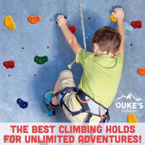 img 3 attached to 🧗 Duke's Outdoor Rock Climbing Holds Set for Kids - Enhance Active Play with 30 Grips, 8ft Knotted Rope, Chalk Bag & 3 DIY Videos