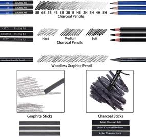 img 1 attached to 🖌️ 37-Piece Professional Sketching and Drawing Pencils Set, Art Supplies Kit with Graphite Charcoal Sticks, Sketchbook for Adults and Kids - Zipper Carry Case Included, by Shuttle Art