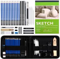 🖌️ 37-piece professional sketching and drawing pencils set, art supplies kit with graphite charcoal sticks, sketchbook for adults and kids - zipper carry case included, by shuttle art logo