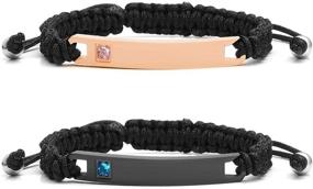 img 4 attached to 💑 Jovivi Personalized Stainless Steel Braided Rope Nameplate ID Bracelets His and Hers Matching Couples Bracelets - Perfect Valentine's Gift for Lovers