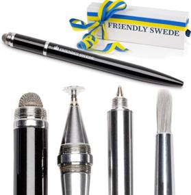 img 4 attached to 🖊️ Enhanced 4-in-1 Stylus Pen with Interchangeable Brush, Fiber Tip, Precision Disc + Ballpoint Pen - Premium Boxed Edition, from The Friendly Swede