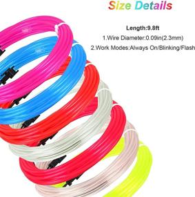 img 1 attached to 🎃 9.8ft DecorSea Neon EL Wire Kit - Super Bright Electroluminescent Wire for DIY Halloween and Christmas Decoration - Freely Glowing Rope Light Wire