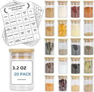 🌶️ 20 pack glass spice jars set, 3.2oz (95ml) mini spice jar with bamboo airtight lids, 180 preprinted spice jar square labels, thicken seasoning containers for pantry, tea, herbs, salt - enhanced seo логотип