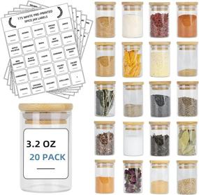 img 4 attached to 🌶️ 20 Pack Glass Spice Jars Set, 3.2oz (95ml) Mini Spice Jar with Bamboo Airtight Lids, 180 Preprinted Spice Jar Square Labels, Thicken Seasoning Containers for Pantry, Tea, Herbs, Salt - Enhanced SEO