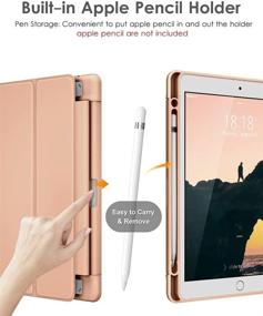 img 2 attached to 📱 DTTO iPad 9th/8th/7th Gen. Case 10.2 inch - Lightweight Smart Trifold Stand with Clear Transparent Back, Rose Gold | Shockproof Cover, Pencil Holder - 2021/2020/2019