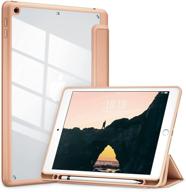 📱 dtto ipad 9th/8th/7th gen. case 10.2 inch - lightweight smart trifold stand with clear transparent back, rose gold | shockproof cover, pencil holder - 2021/2020/2019 logo