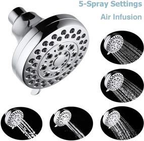 img 3 attached to 💦 5 Setting Adjustable Shower Head - High Pressure Boosting for Low Flow Rate, Metal Swivel Ball, Luxury Chrome Finish - California 1.8GPM