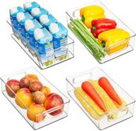 🧊 ipegtop refrigerator organizer bins containers - stackable fridge food pantry organizers clear plastic with handles for efficient storage in freezer, kitchen, countertops, cabinets - set of 4 логотип