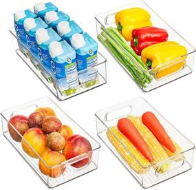 img 4 attached to 🧊 iPEGTOP Refrigerator Organizer Bins Containers - Stackable Fridge Food Pantry Organizers Clear Plastic with Handles for Efficient Storage in Freezer, Kitchen, Countertops, Cabinets - Set of 4