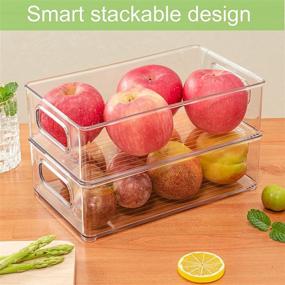 img 2 attached to 🧊 iPEGTOP Refrigerator Organizer Bins Containers - Stackable Fridge Food Pantry Organizers Clear Plastic with Handles for Efficient Storage in Freezer, Kitchen, Countertops, Cabinets - Set of 4