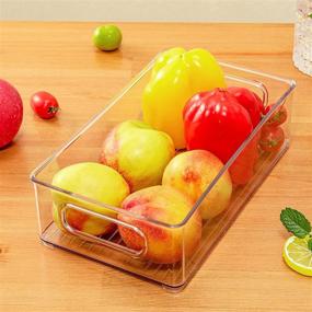 img 3 attached to 🧊 iPEGTOP Refrigerator Organizer Bins Containers - Stackable Fridge Food Pantry Organizers Clear Plastic with Handles for Efficient Storage in Freezer, Kitchen, Countertops, Cabinets - Set of 4